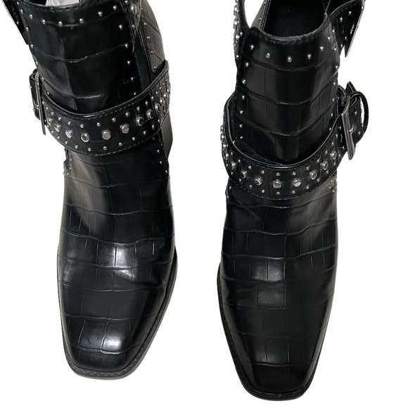 Zara Studded Animal Print Cut-out Ankle Boots Black Size 39 (8 US) - Picture 5 of 7